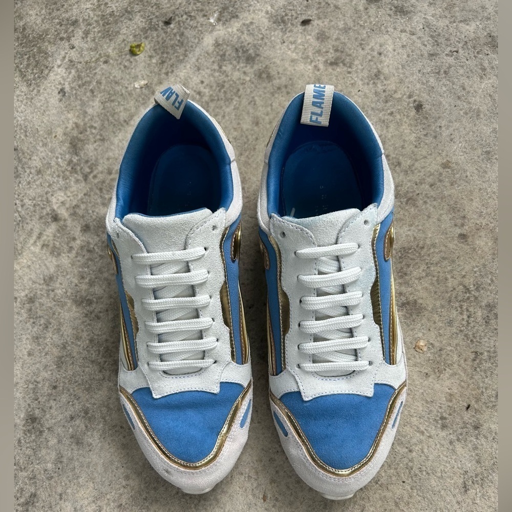 Sandro Paris Flame Sneakers, blue & gold, size 40